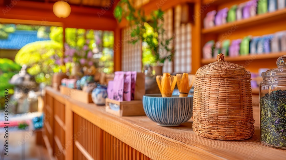 Fototapeta premium Elegant Japanese Tea House Retail Concept with Traditional Aesthetic