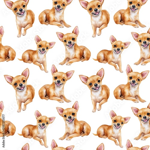 Playful Pattern of Adorable Chihuahua Puppies, endless seamless texture rapport element