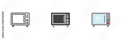 Photos Microwave electric oven icon in line, solid, flat colorful styles