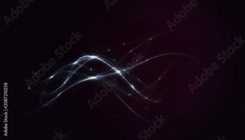 A glowing white light streaks across a dark background in a mesmerizing display of abstract light trails and particles