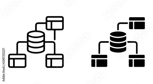 Photos Database Network Icons, Data Storage Connections, Server Architecture Flowcharts