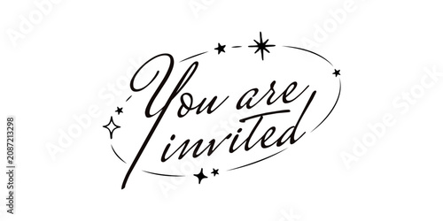 Yu are invited, lettering design for invitation, elegant type