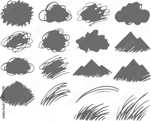  Doodle Scribbles Abstract Hand-Drawn Sketches Playful Childlike Marker Texture Background Pattern.