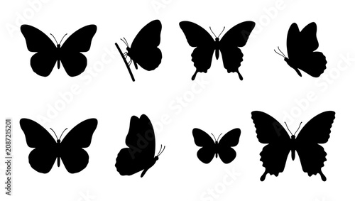 Canvastavla Butterfly Silhouettes Collection, Insect Icons, Winged Creatures, Nature Graphic