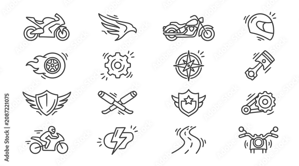 Obraz premium Motorcycle Racing Icon Set Graphics.