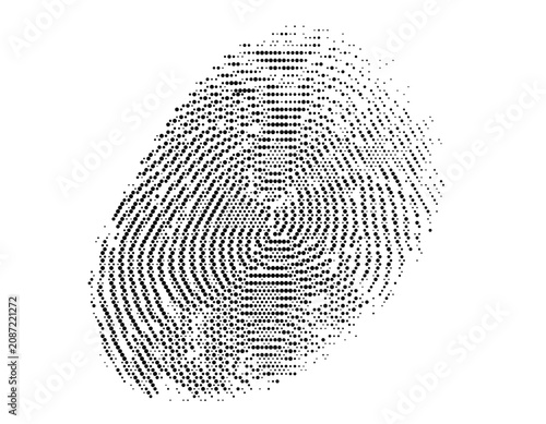 Bild auf Leinwand Monochrome black white dotted texture pattern background displaying police crime unique biometric identity identification security touch scan fingerprint