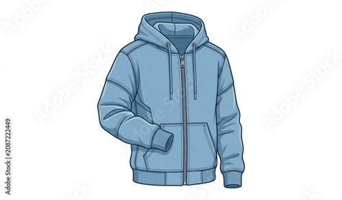 Fotografie Modern Frost Blue Premium Winter Hoodie with Metallic Silver Details Flat Vector