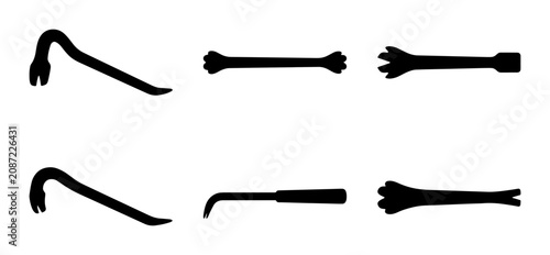 Konstfotografi Crowbar Icons, Pry Bar Vector Graphics, Tool Silhouettes for Construction and Re
