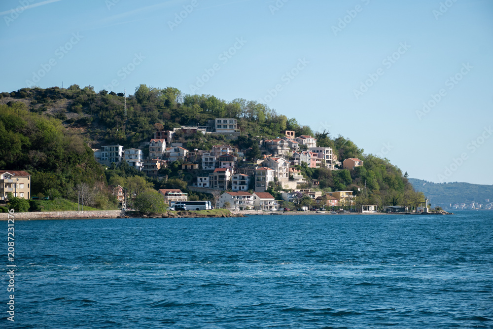 Fototapeta premium Coastal landscape of Donja Lastva, a peaceful village near Tivat, Montenegro.