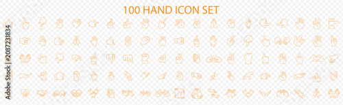 Bild auf Leinwand 100 Hand Gesture Icon Set – Outline & Filled Vector Collection