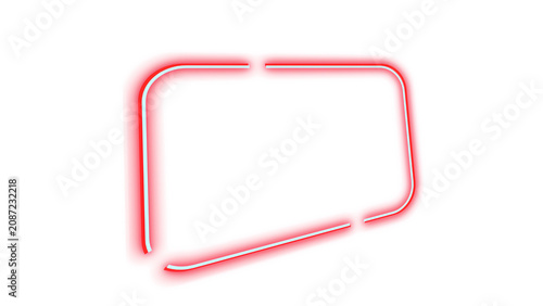 asymmetrical rectangular red neon sign outline template for custom branding or text.