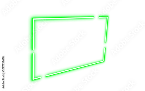 Glowing lime green asymmetric rectangular border featuring broken lines and distinct light up corners.