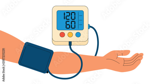 Konstfotografi Digital illustration of blood pressure measurement showing arm with cuff and dig