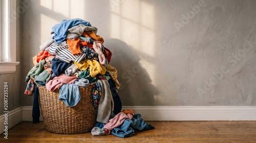 Cozy moody household background with giant laundry pile