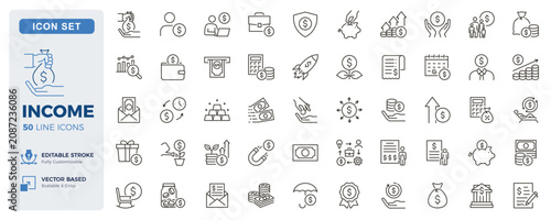 Foto Income, personal finance and wealth management icons