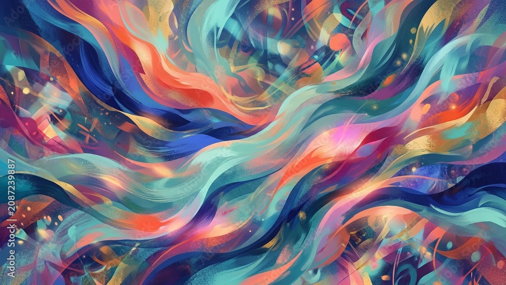 Fototapeta premium Colorful Abstract Fluid Waves Background with Vibrant Gradient Flow and Dynamic Motion