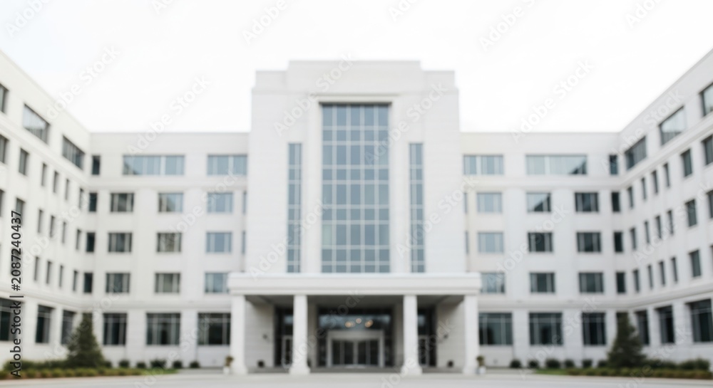 Fototapeta premium Blurred modern white office building facade background