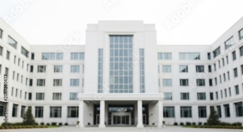 Blurred modern white office building facade background