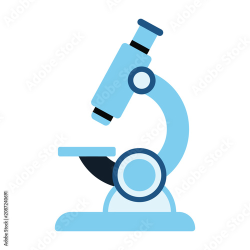 Blue Microscope Icon for Scientific Research Laboratory and Medical Diagnostics