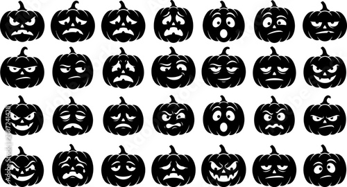Halloween pumpkin faces vector graphics