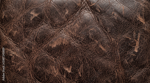Close view of worn leather with various patterns and colors