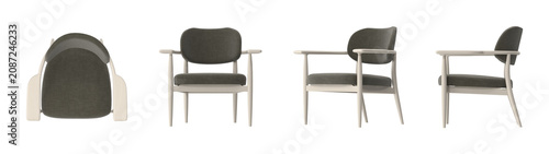 фотографія Modern armchair with upholstered seat and backrest on a light wood frame