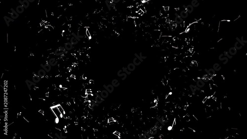 Falling Musical Notes Animation Background, on Alpha Channel, Loop
