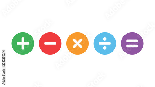 Canvastavla Colorful mathematical operation symbols on white background