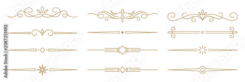 Foto Collection of elegant vintage calligraphic text dividers as PNG asset