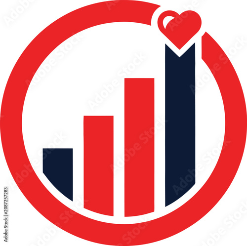 Bar chart icon with heart symbol
