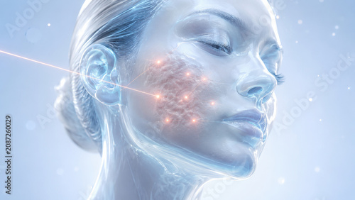 Futuristic AI Skin Analysis Concept for Acne Scar Treatment