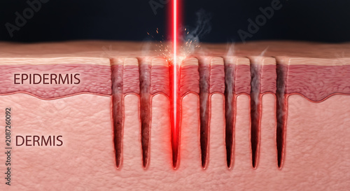 Laser Treatment Skin Anatomy Cross Section Showing Epidermis and Dermis