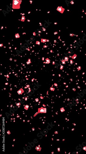 Heart Messages Symbols Animation Background, on Alpha Channel, Loop

