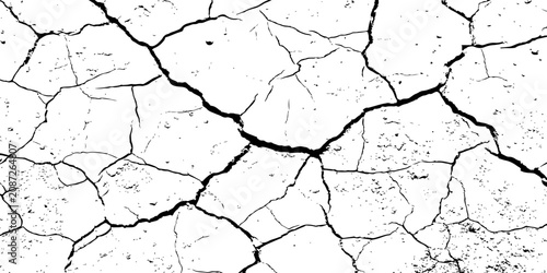 Foto Organic cracked earth texture with natural fracture lines in bold monochrome, ideal for geological themes, decay concepts, or rustic background elements