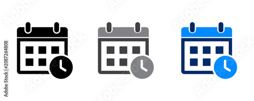 Calendar Schedule Time Icon Set, calendar, schedule, Appointment, Event Planning & Date Management Flat Vector Icons