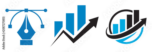 Designing business growth charts with pen tool vector illustration style