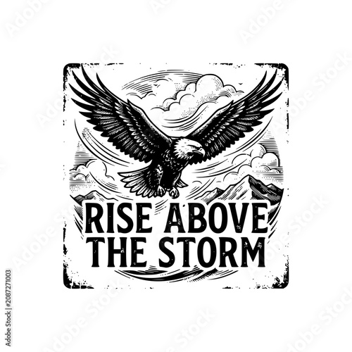 Cuadro en lienzo soaring eagle, spread wings bird, mountain sky flyer, powerful raptor, storm def