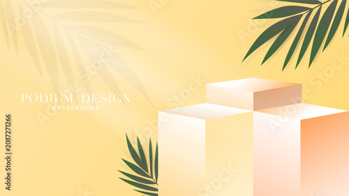 Minimalist vector stage with geometric square pedestal blocks for beauty product presentation