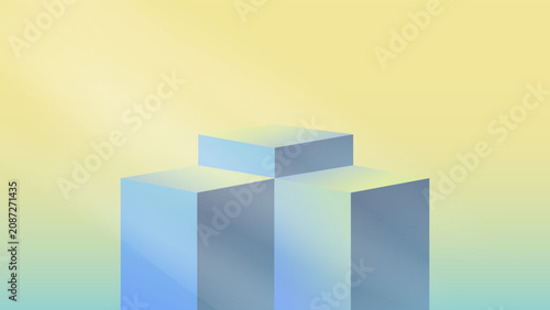 Minimalist architectural block podiums for product showcase with soft light beam, Geometric vector