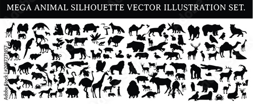 Photography Mega animal silhouette vector illustration set