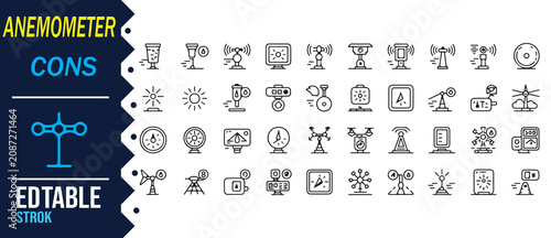 Tableau sur toile Meteorology Icon Pack With Anemometer and Forecast Symbols