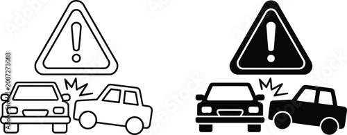 Cuadro en lienzo Road accident vehicle crash danger vector illustration