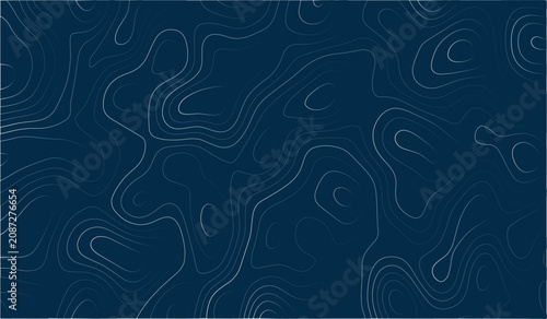 Topographic map, abstract gray line on blue background art and illustration.