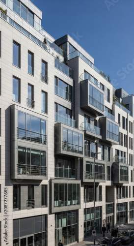 Modern Luxury Apartment Complex Exterior Facade With Glass Balconies