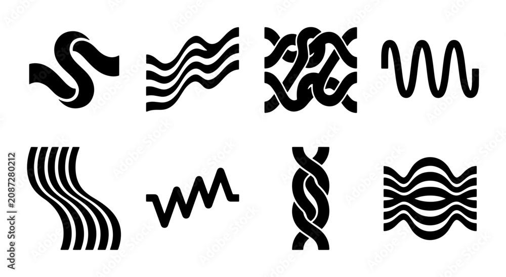 Fototapeta premium Abstract Black Swirls and Waves, Organic Flowing Lines, Dynamic Curves, Modern Graphic Elements