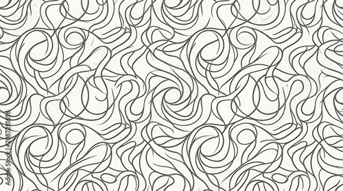 Abstract seamless pattern with dark swirling flowing line art