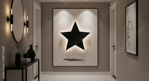 Modern Hallway Decor Features Black Star Art And Minimalist Accents