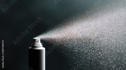 Minimalist perfume art, a misty spray of water droplets captured in a single beam of light, dark moody background, the shadow of a bottle edge