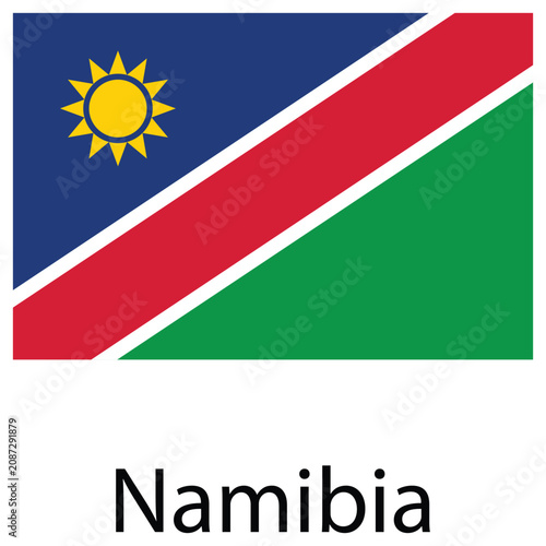 National flag of namibia featuring sun and diagonal stripes national diagonal official patriotic vexillology namibian identity isolated politics government symbolism