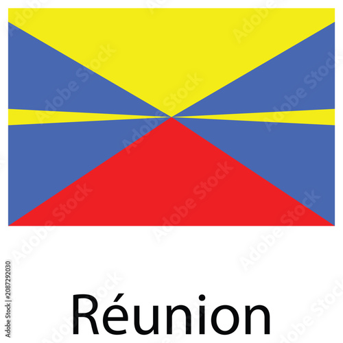 National flag of reunion with overseas territory national patriotic colorful triangle identity geography official political isolated international patriotism department